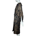 1920's Gold Lame and Black Velvet Rose Cocoon Coat LEFT SIDE