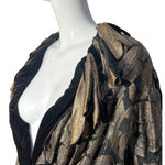 1920's Gold Lame and Black Velvet Rose Cocoon Coat COLLAR DETAIL