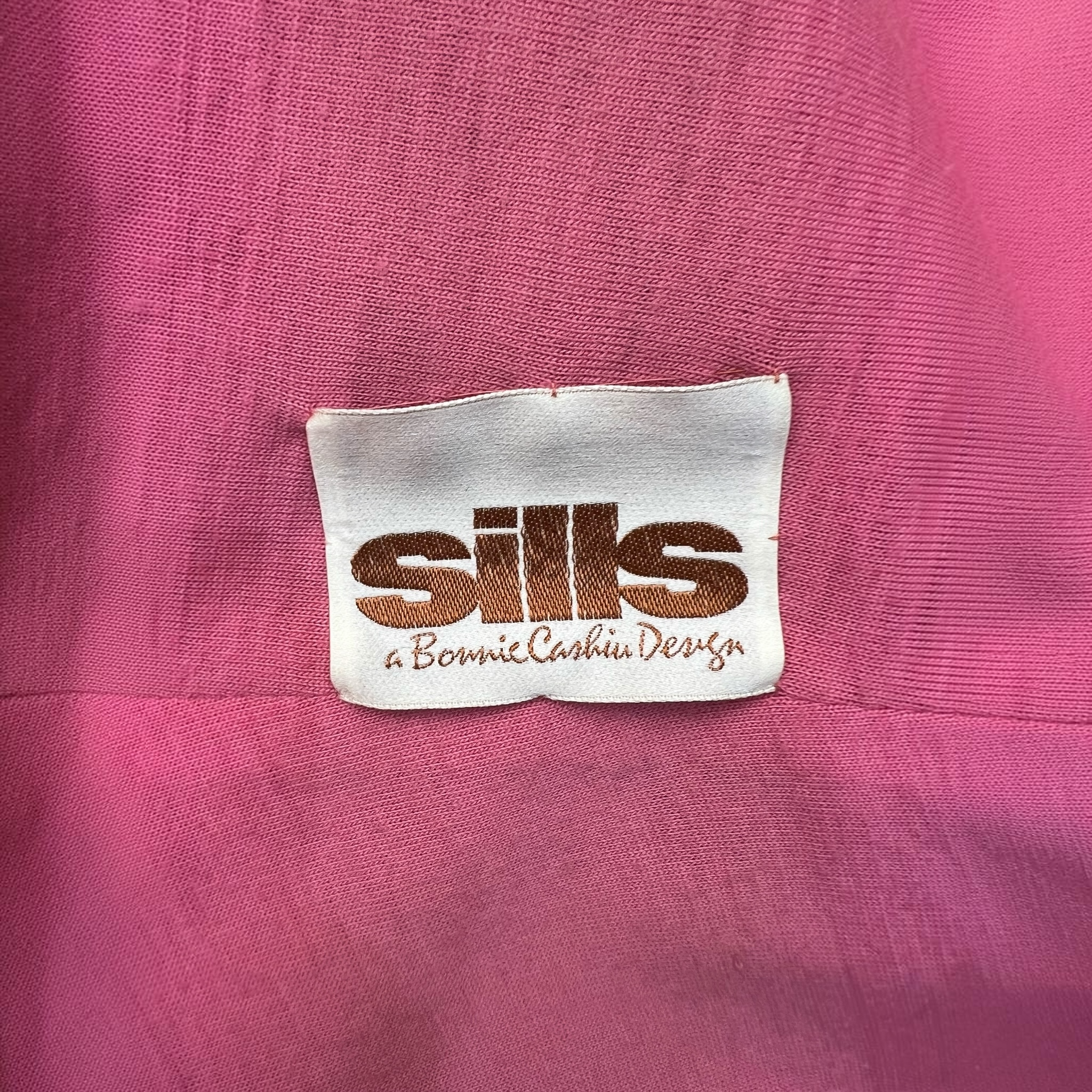 Bonnie Cashin for Sills 1966 Knit Jersey Grey Jacket and Pink Dress Ensemble, label
