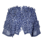 Comme des Garçons S/S 2008 Navy Blue Gingham Chiffon Ruffled Bolero FRONT