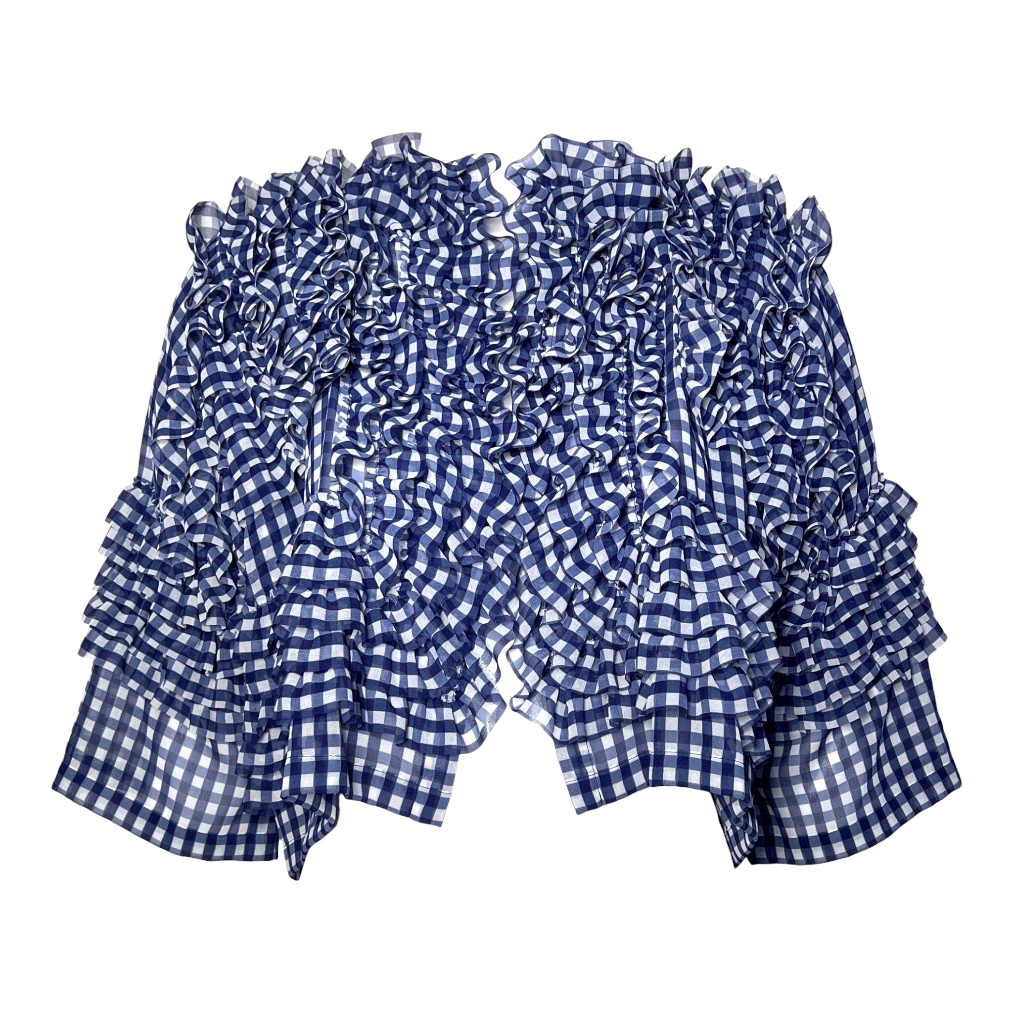Comme des Garçons S/S 2008 Navy Blue Gingham Chiffon Ruffled Bolero FRONT