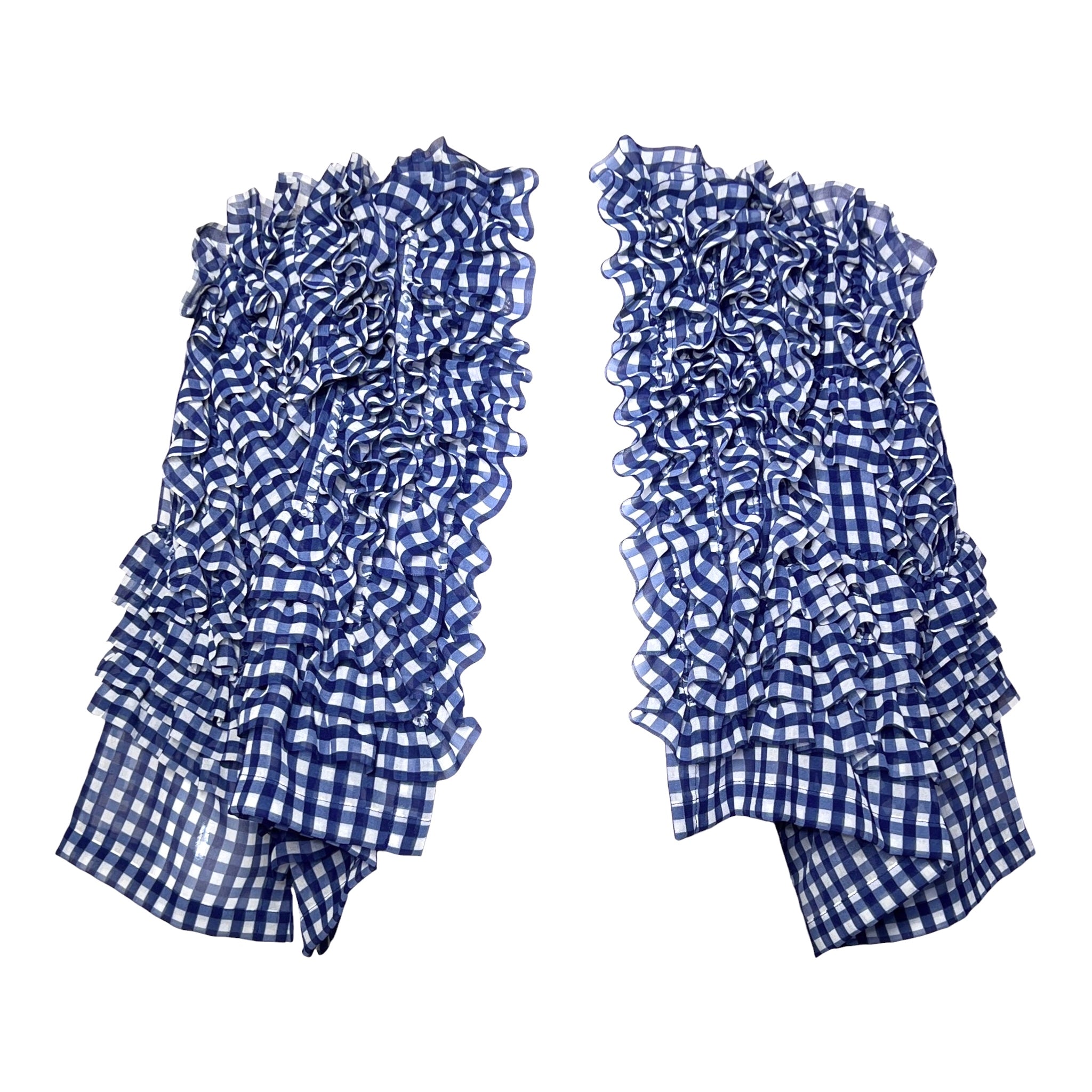 Comme des Garçons S/S 2008 Navy Blue Gingham Chiffon Ruffled Bolero FRONT OPEN