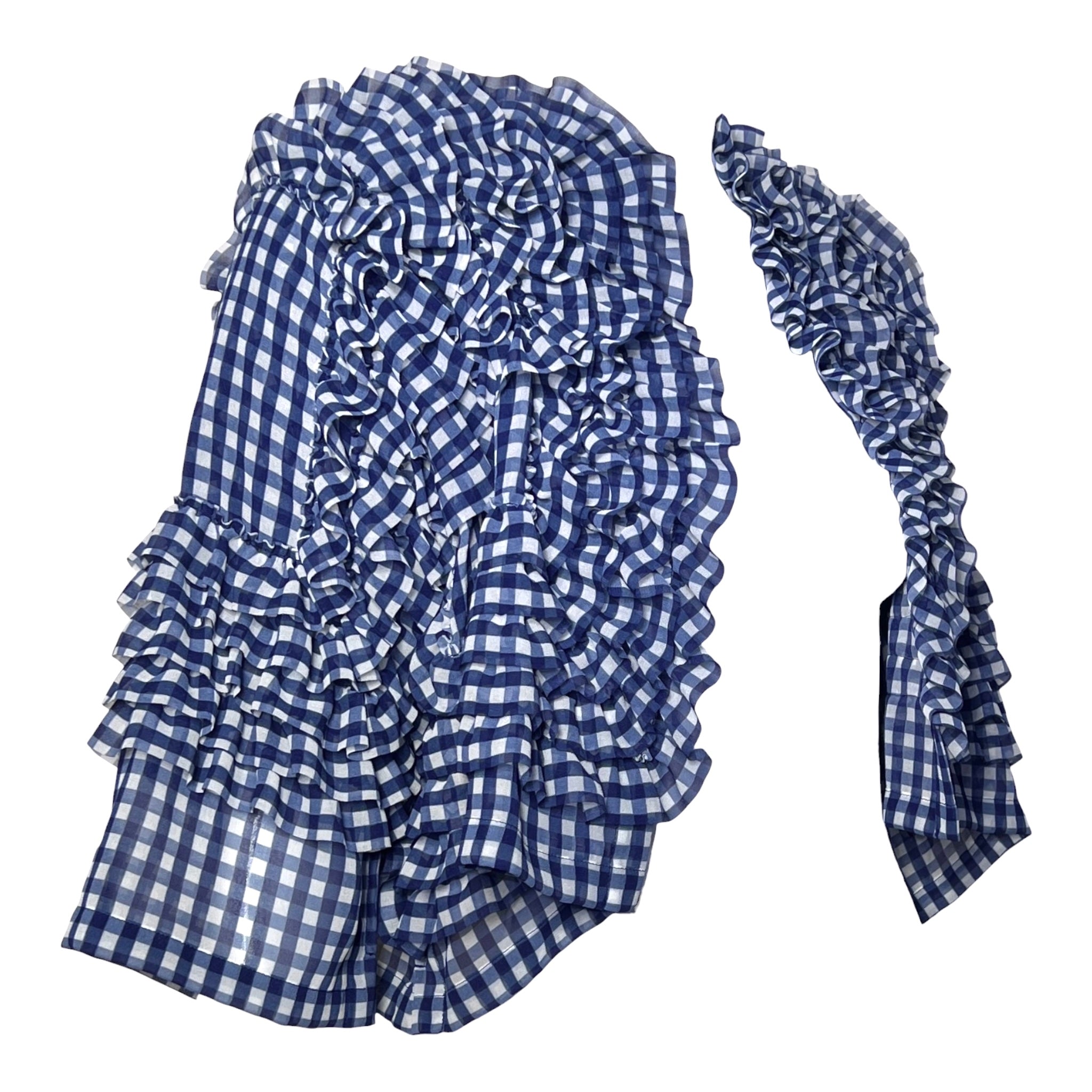Comme des Garçons S/S 2008 Navy Blue Gingham Chiffon Ruffled Bolero FRONT ANGLE