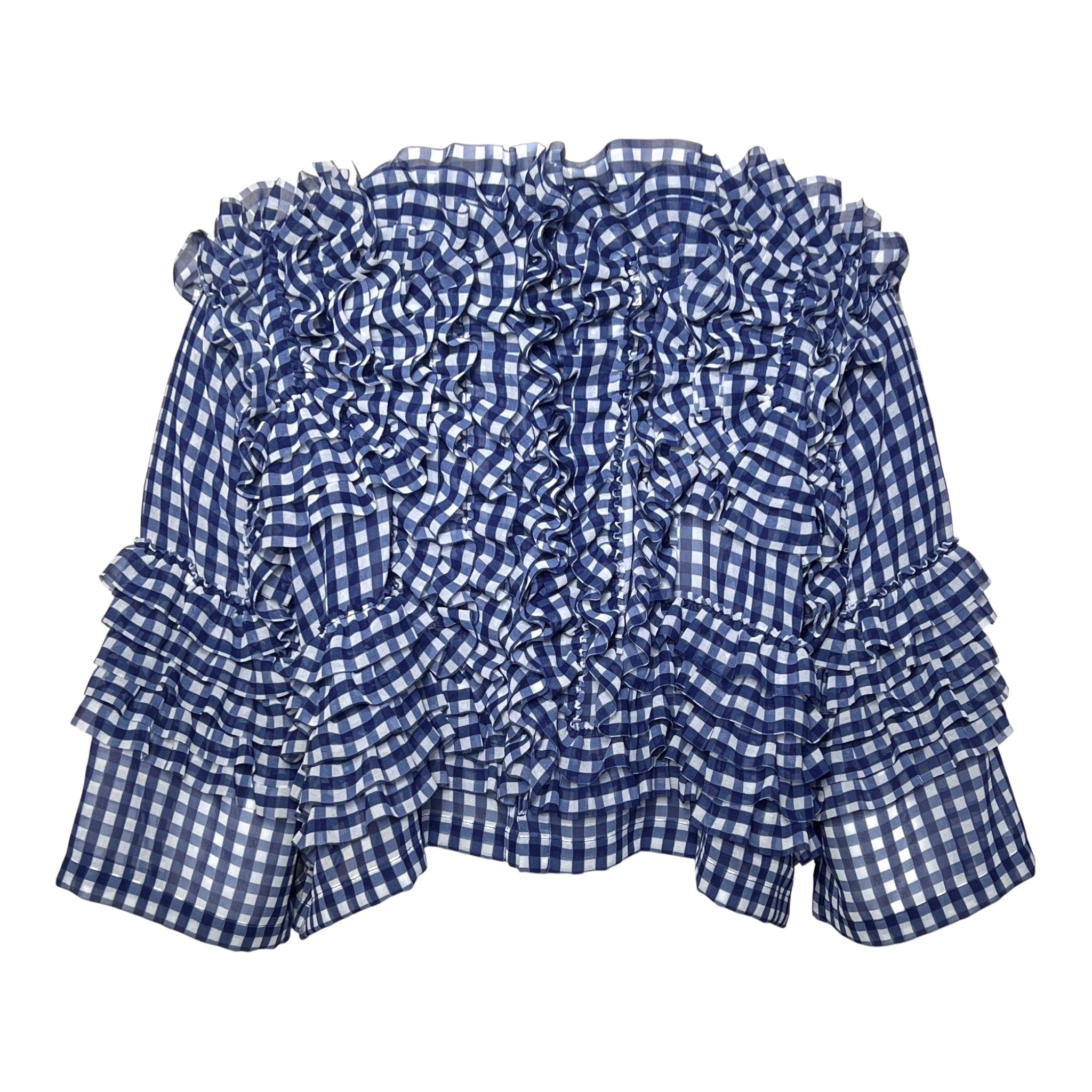 Comme des Garçons S/S 2008 Navy Blue Gingham Chiffon Ruffled Bolero BACK