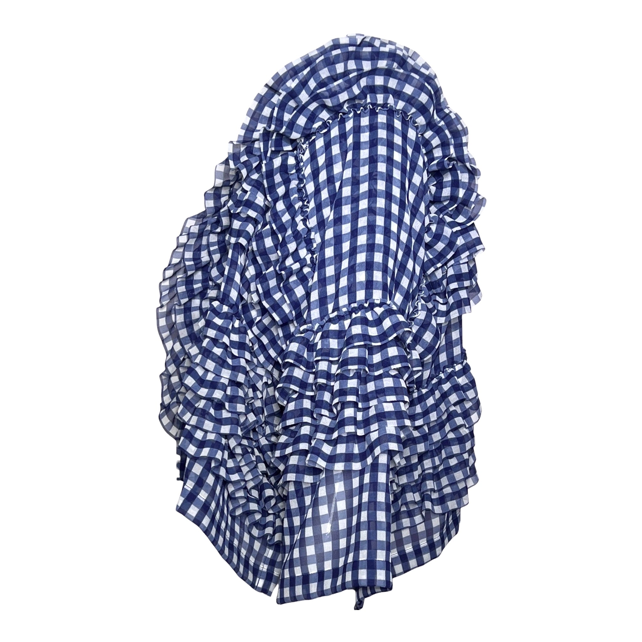 Comme des Garçons S/S 2008 Navy Blue Gingham Chiffon Ruffled Bolero LEFT SIDE