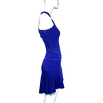 Alaïa 2000's Royal Blue Racer Neck Wool Jersey Mini Dress, side 2