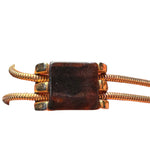 Pierre Cardin Early 1980's Deco Amber Resin and Gold Tone Chain Belt, close up