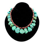 Turquoise Nugget and African Glass Bead Collar Necklace, 2