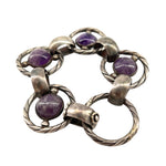 1940's Mexican Silver and Amethyst Cabochon Twisted Rope Link Bracelet, 2