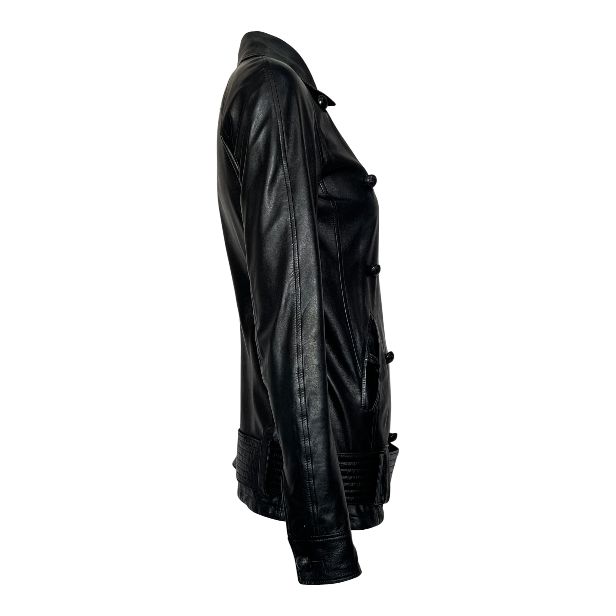 Tom Ford for Yves Saint Laurent S/S 2004 Double Breasted Dropwaist Leather Jacket, side