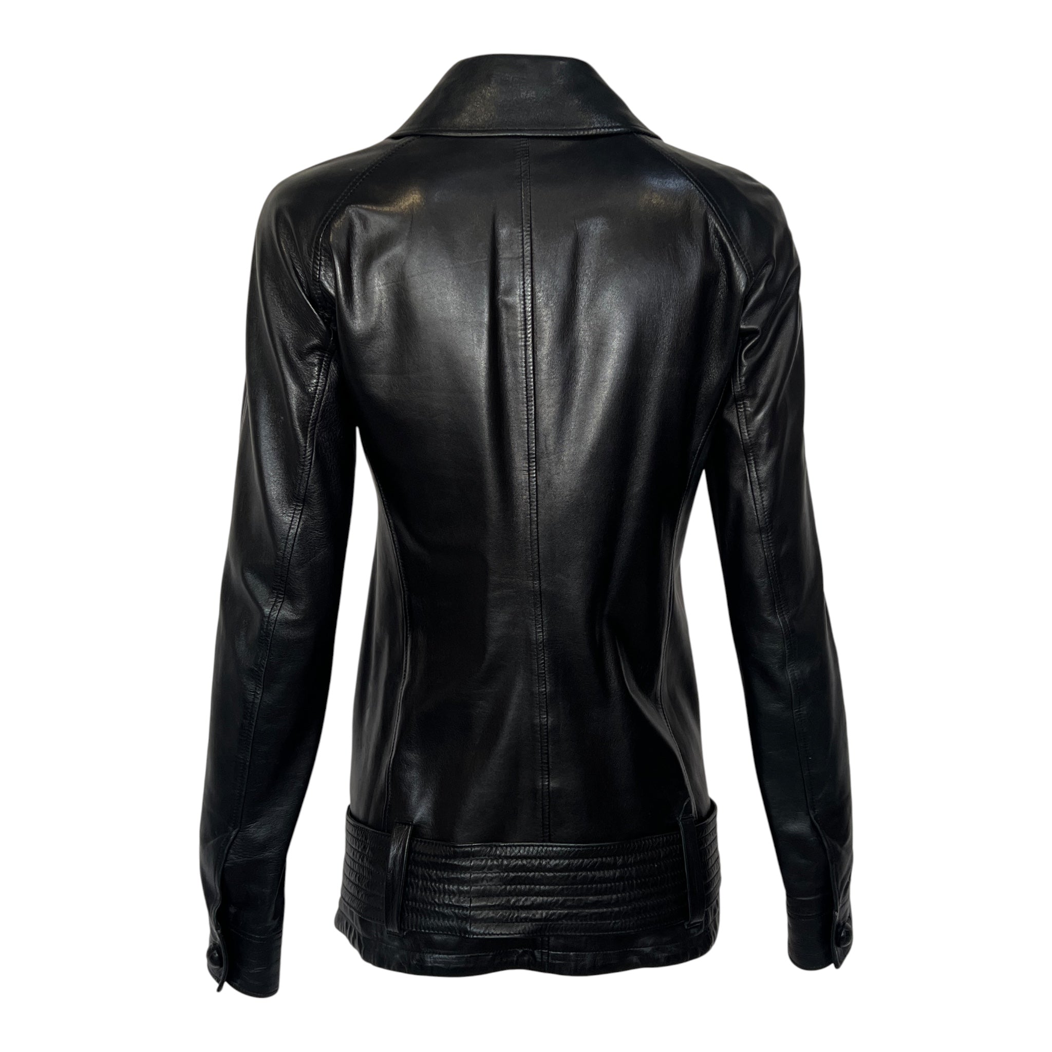 Tom Ford for Yves Saint Laurent S/S 2004 Double Breasted Dropwaist Leather Jacket, back