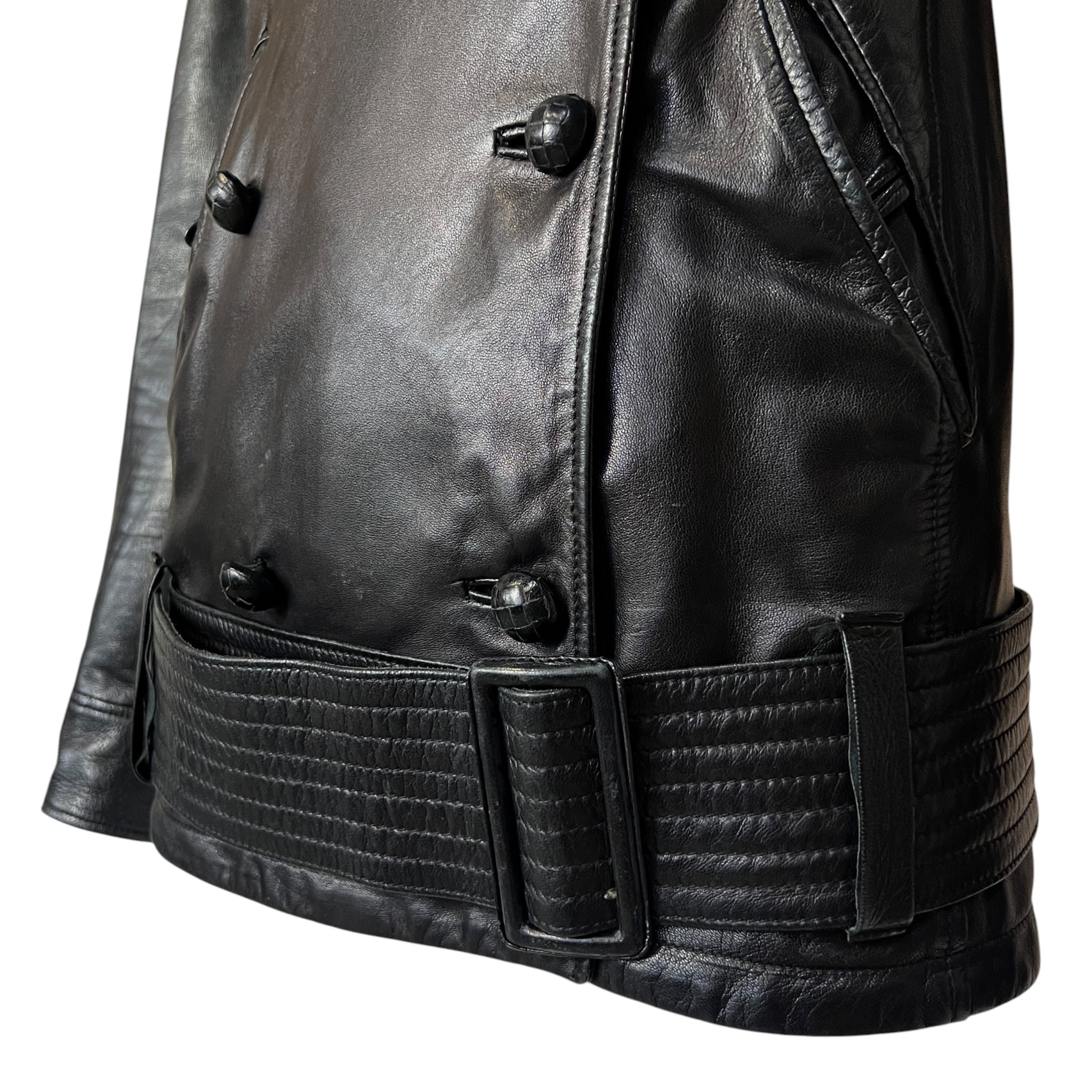 Tom Ford for Yves Saint Laurent S/S 2004 Double Breasted Dropwaist Leather Jacket, belt