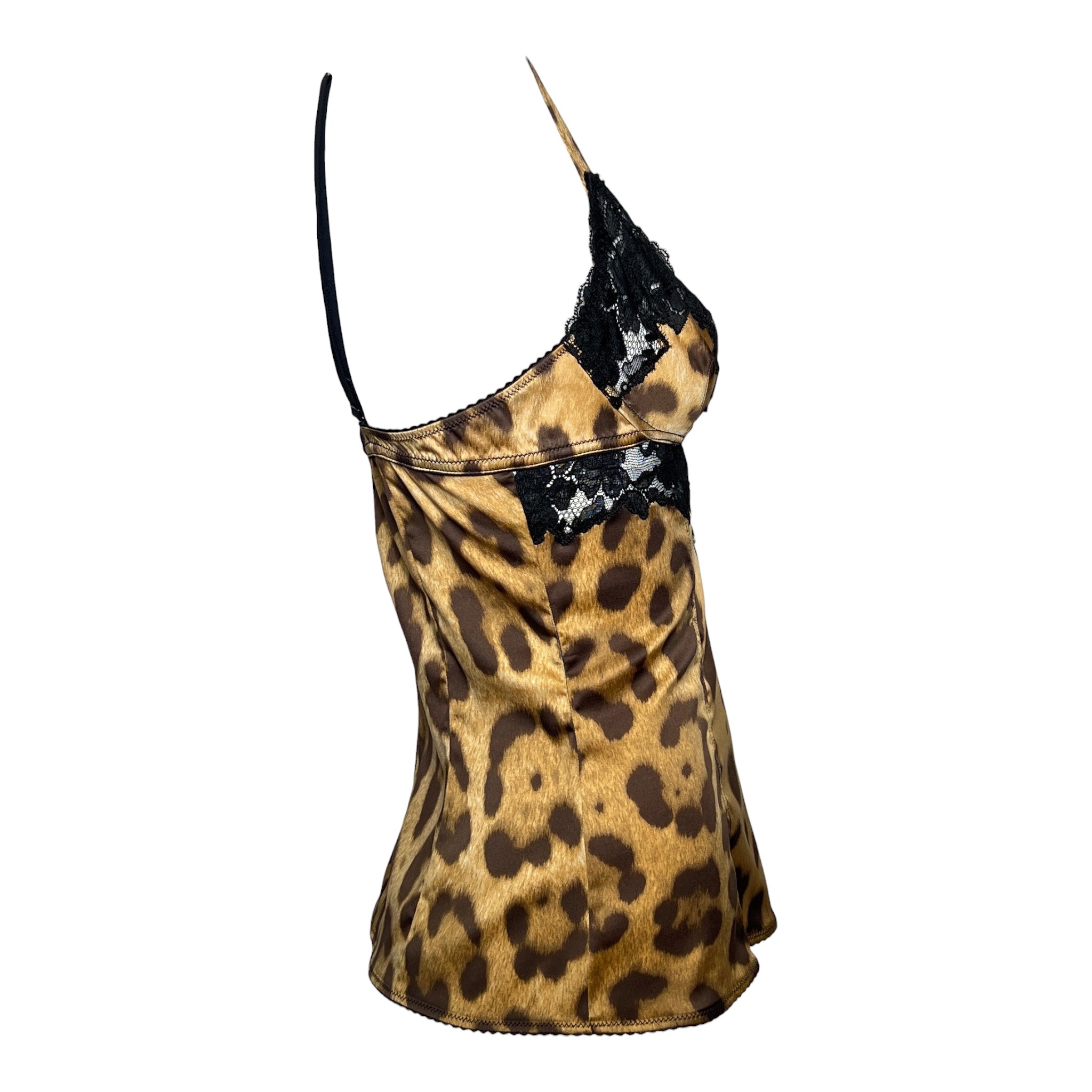 Dolce & Gabbana 2000s Leopard Print Lace Trim Camisole, side
