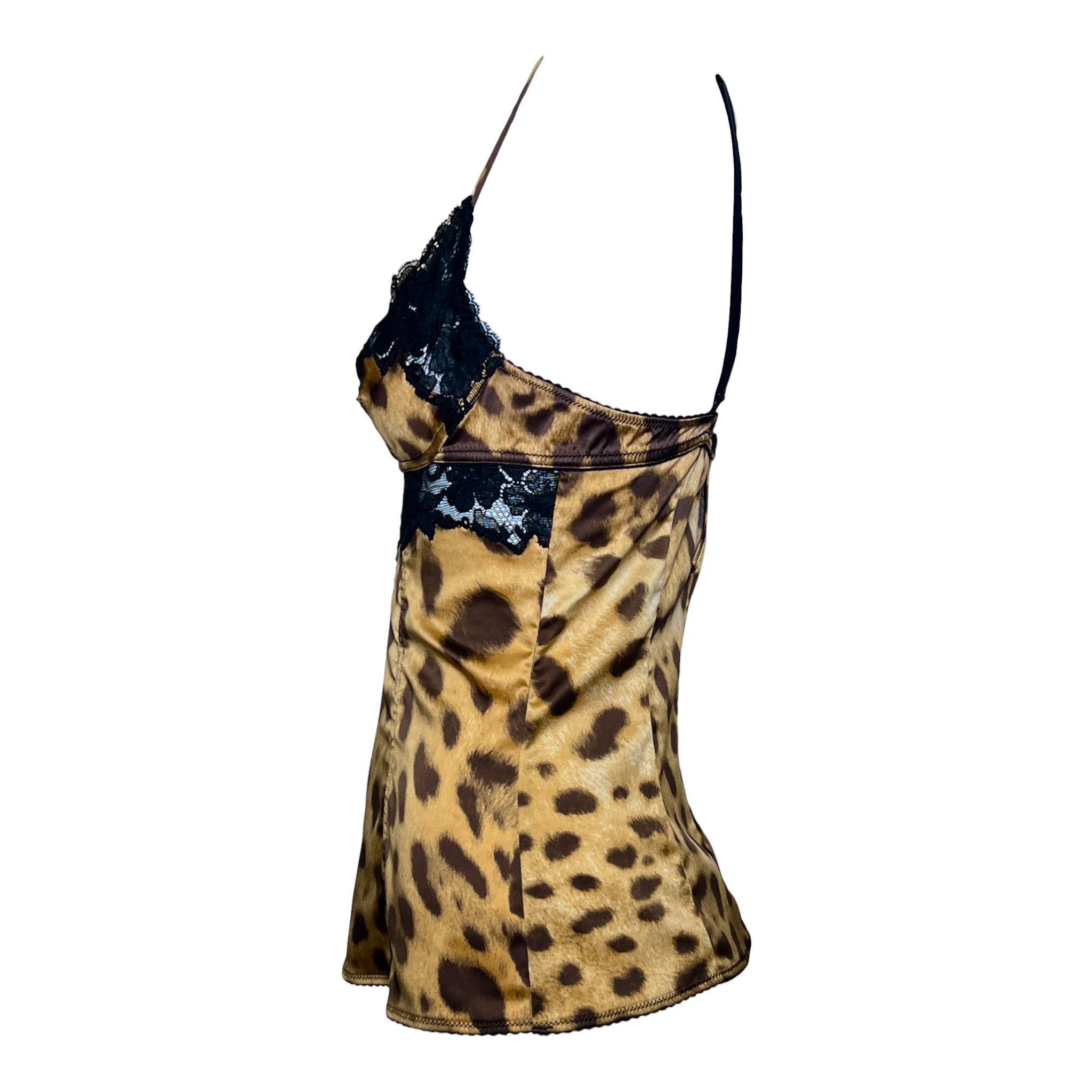 Dolce & Gabbana 2000s Leopard Print Lace Trim Camisole, side 2