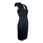 McQueen Resort 2010 Dark Indigo & Black Knit Sheath Dress, slight side