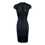 Alexander McQueen Resort 2010 Deep Indigo and Black Geometric Knit Keyhole Dress BACK