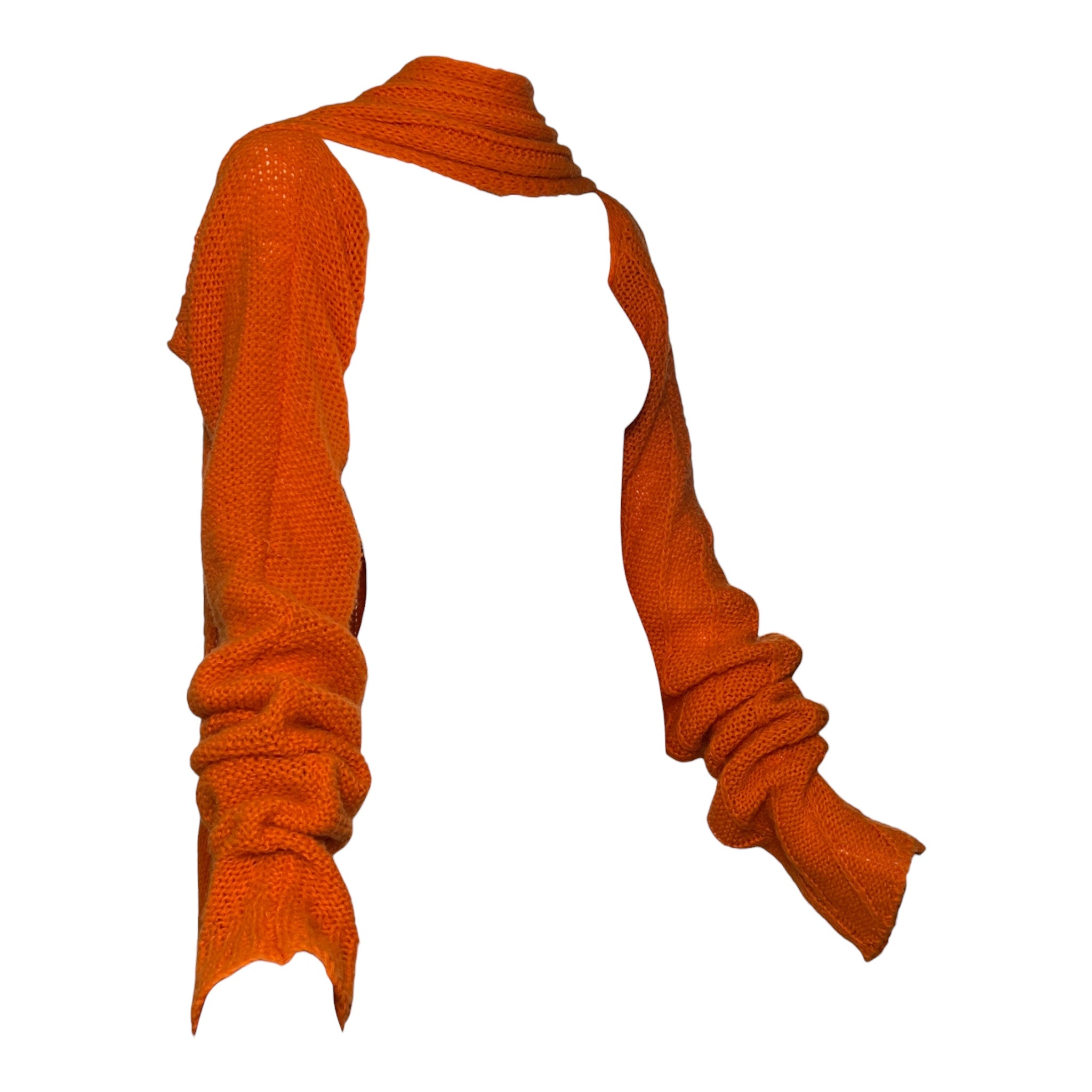 Yohji Yamamoto F/W 2002 Oversized Wraparound Orange Scarf With Sleeves, slight side