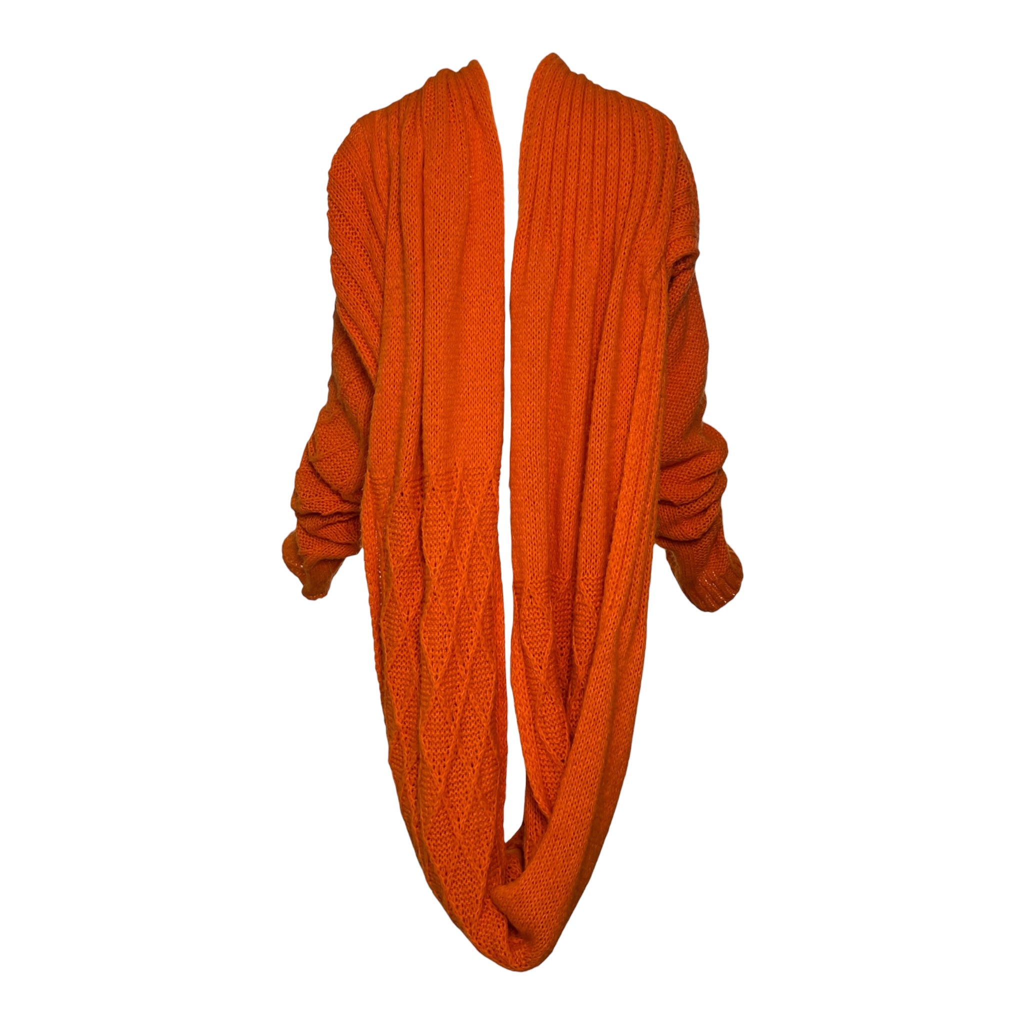 Yohji Yamamoto F/W 2002 Oversized Wraparound Orange Scarf With Sleeves, back