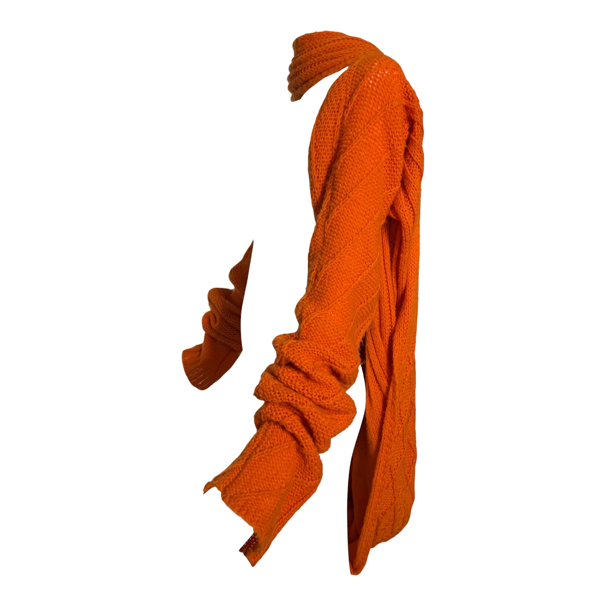 Yohji Yamamoto F/W 2002 Oversized Wraparound Orange Scarf With Sleeves, side 3