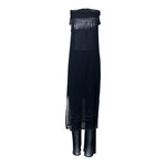 Joan Vass Early 1990's Black Silk Chiffon Tunic and Pant Ensemble with Gold Detail