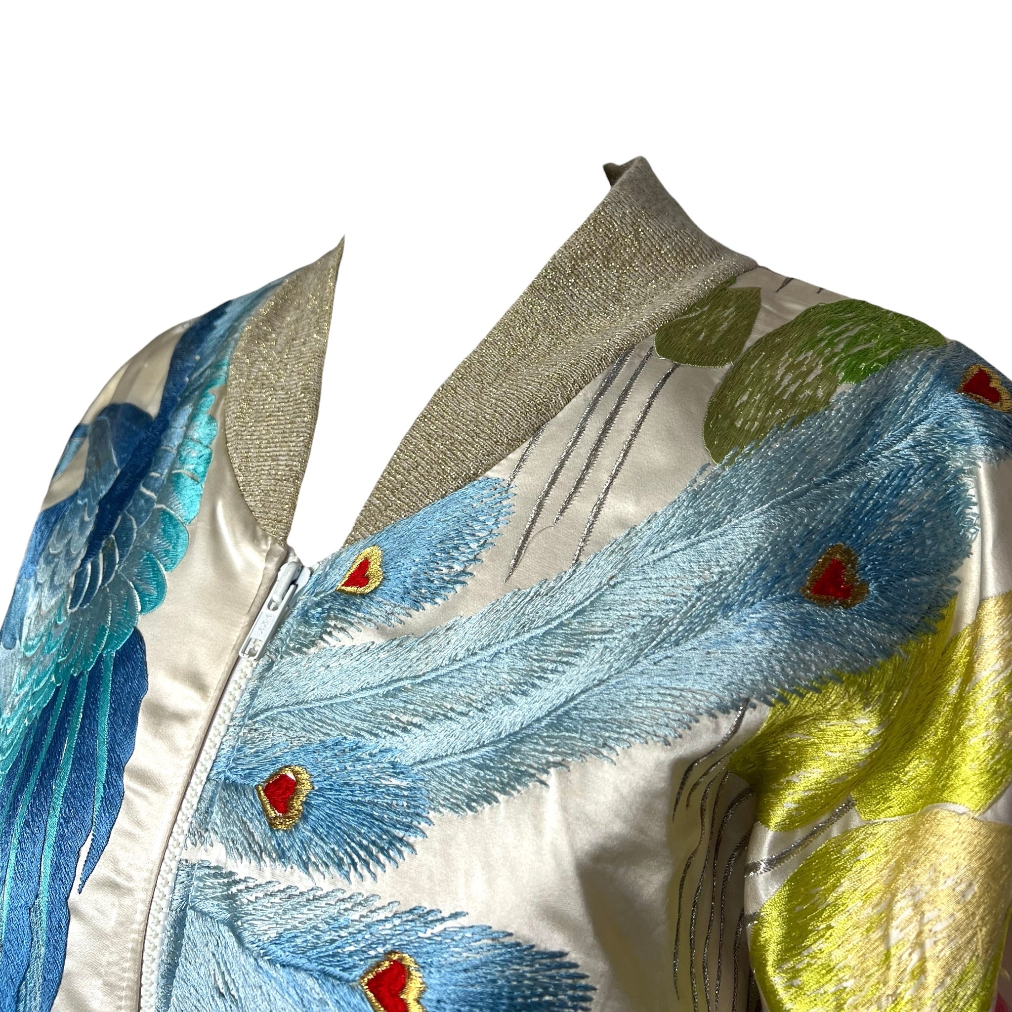 Timmy Woods 1980s Embroidered Bomber Jacket, neck