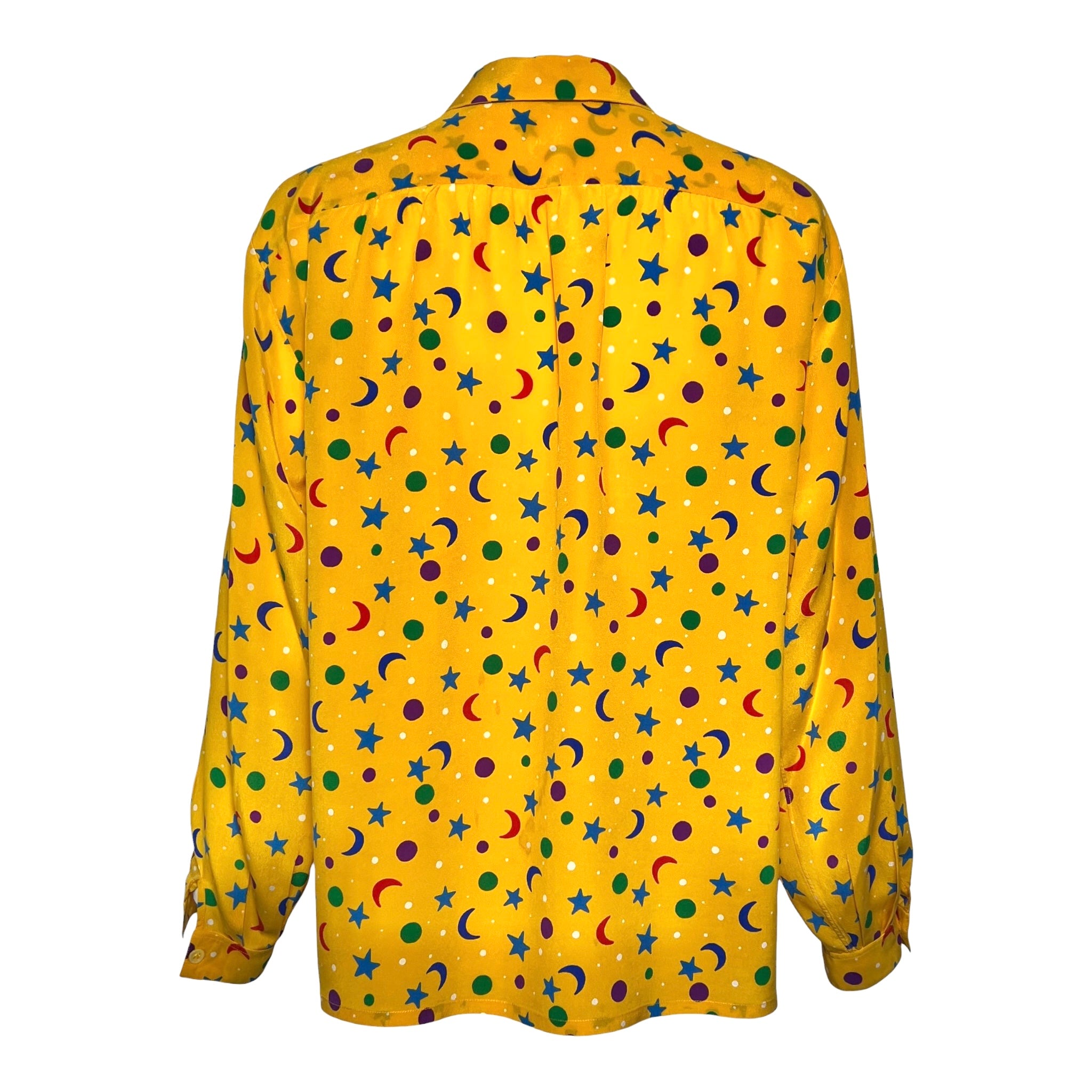 Yves Saint Laurent S/S 1979 Stars and Moon Yellow Silk Blouse, back