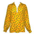 Yves Saint Laurent S/S 1979 Stars and Moon Yellow Silk Blouse, 2