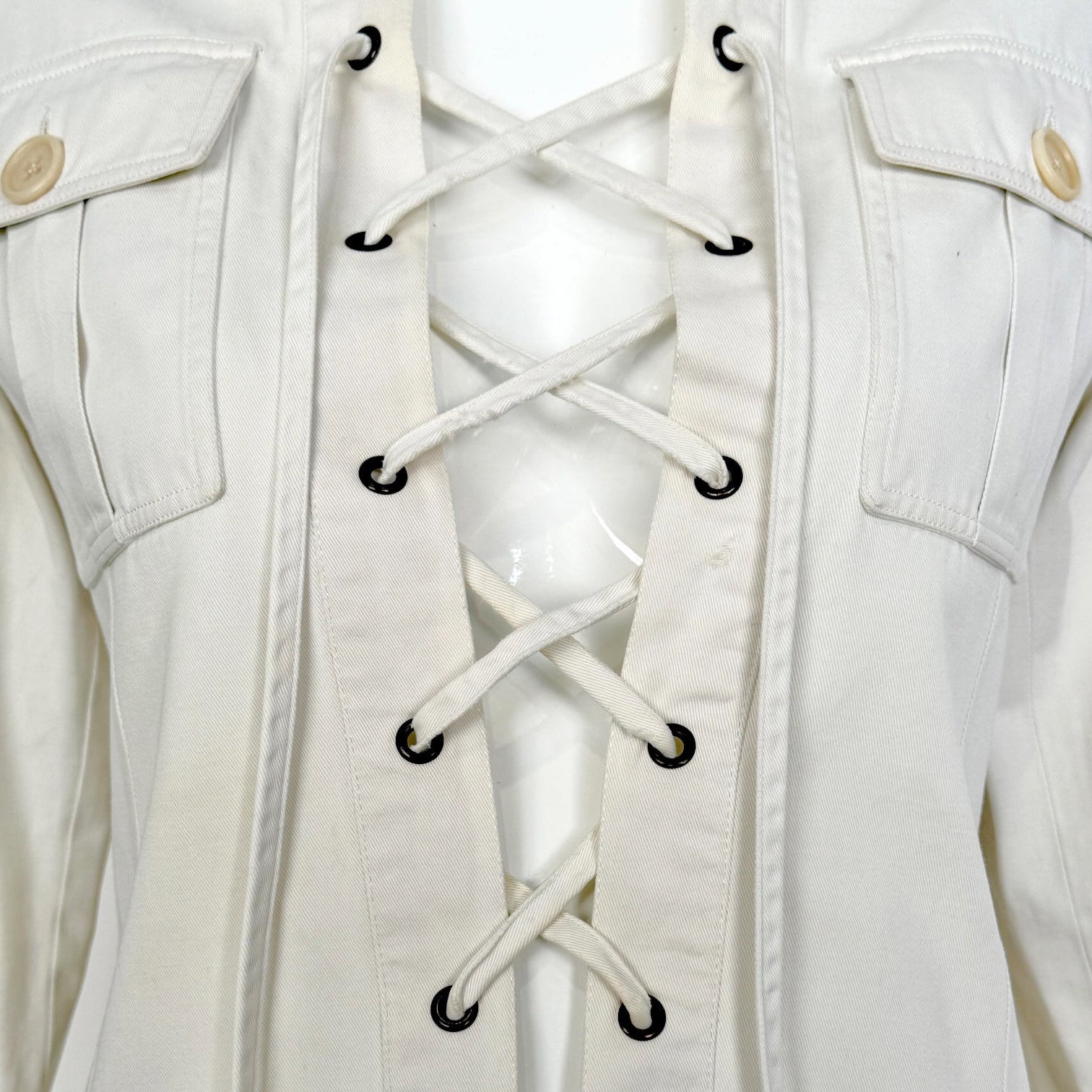 Yves Saint Laurent  1968 Saharienne Ivory Safari Mini Dress, Original and Rare, bust area