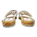 Chanel S/S 2022 White Terry Cloth and Raffia Thong Sandals, 42- back view