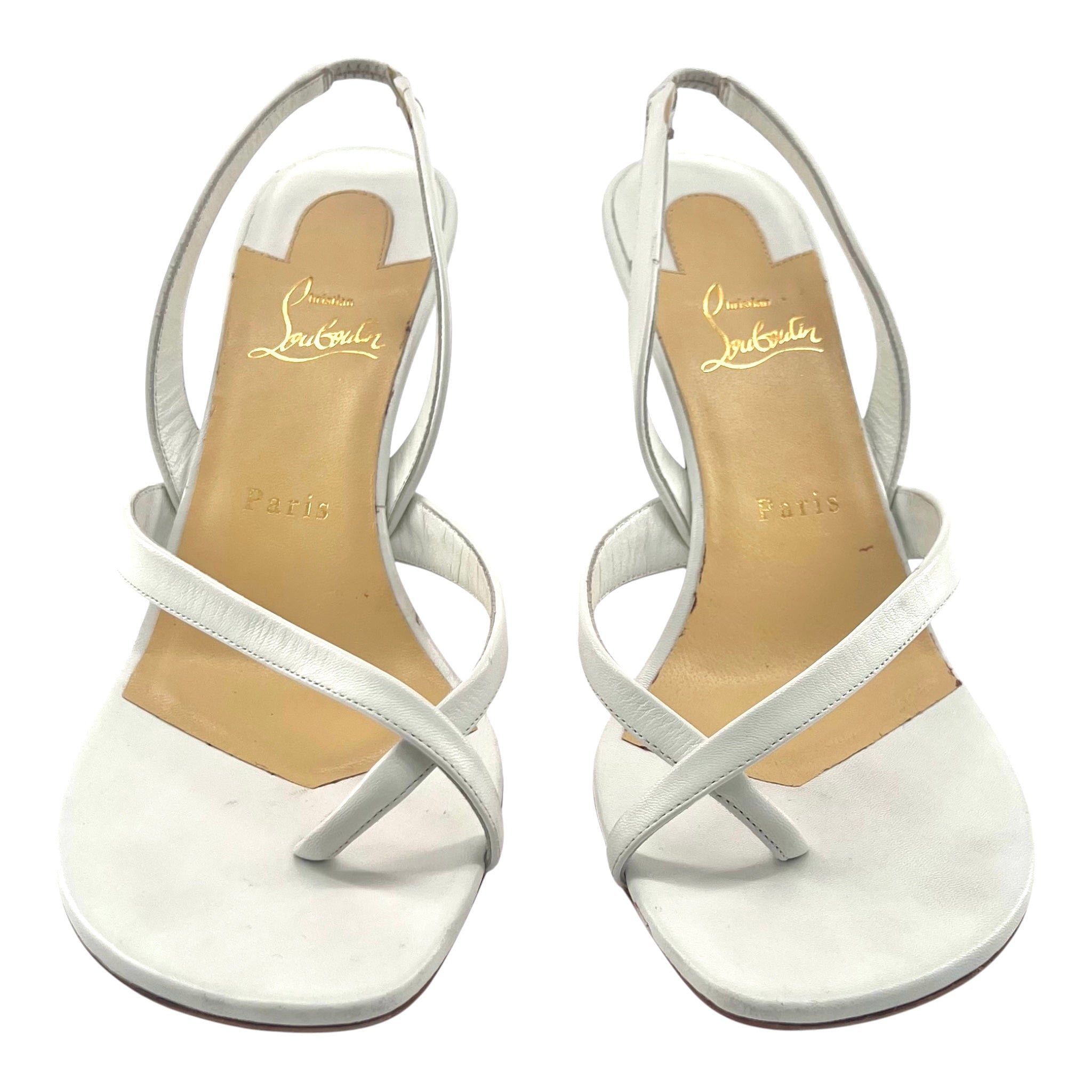 Christian Louboutin White Taralita 85 Slingback Sandal Heels, 40.5, inside