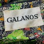 Galanos 1980's Acid Green Lamé Silk Jacquard Paisley Blouson Skirt Ensemble, label