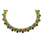 Ciner 1960's Jewels of India Green Cabochon and Rhinestone Gold Plated Necklace and Bracelet Set,  necklace partial