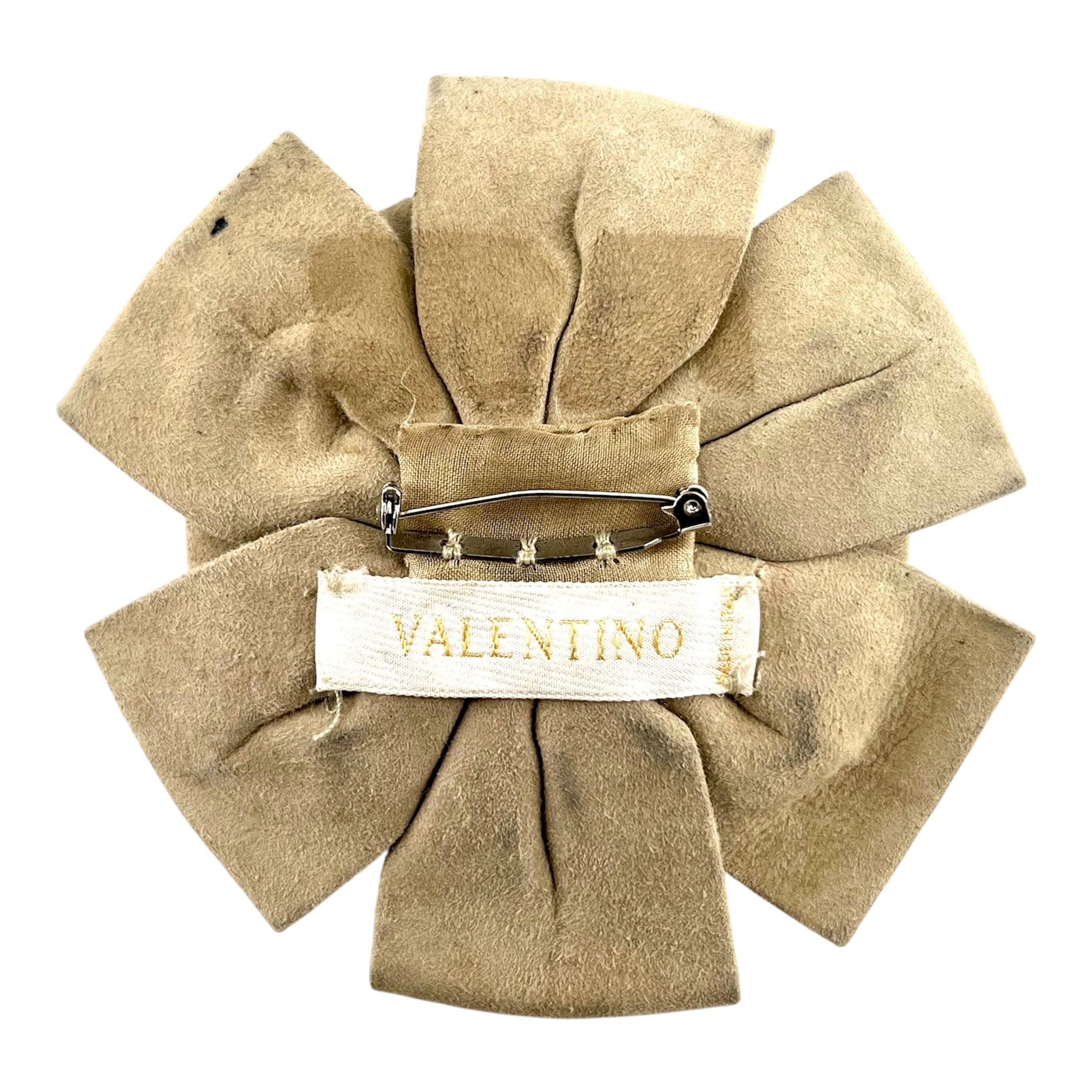 valentino suede bow brooch vintage, reverse