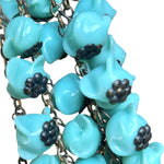 Miriam Haskell 1930's Turquoise Glass Bead Four Strand Bib Necklace, Rare  detail