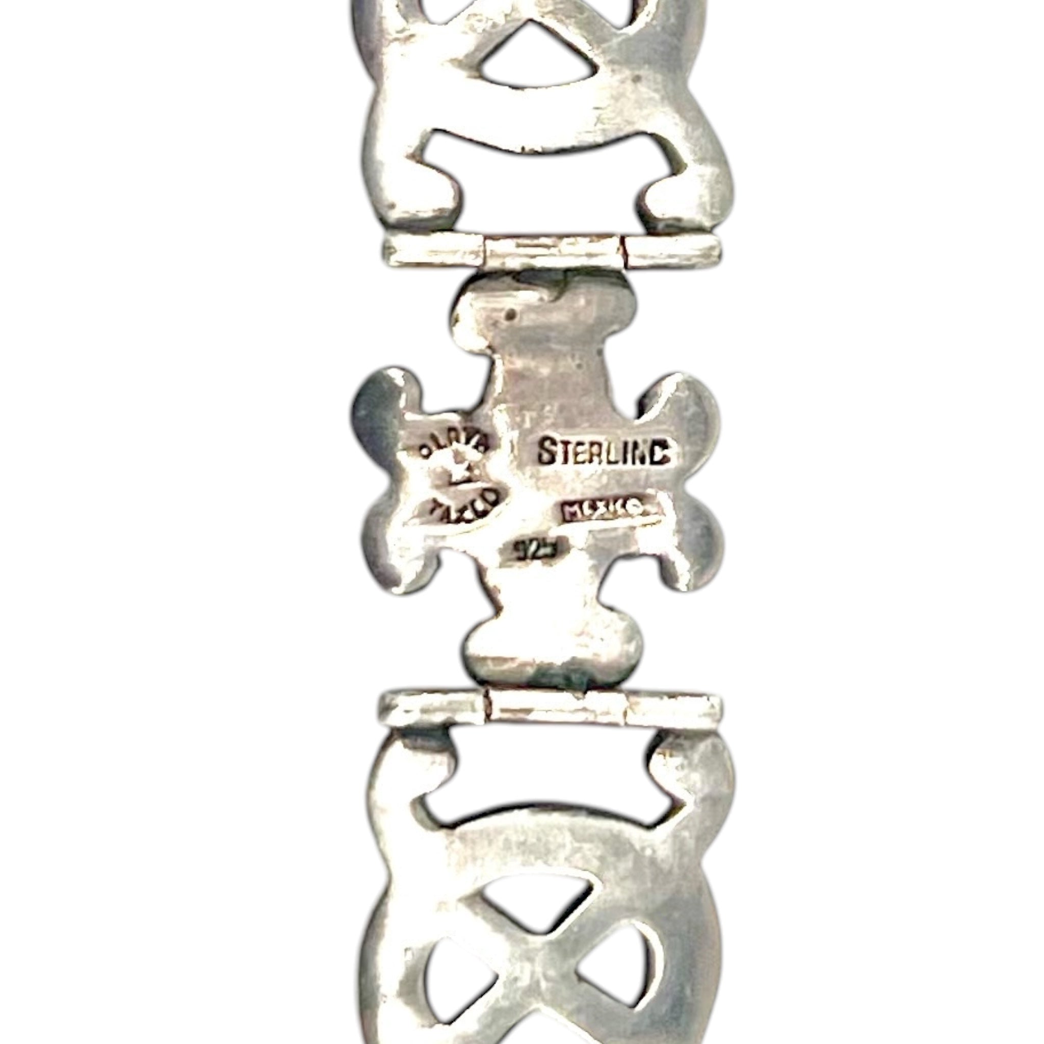 Sterling Silver 1950s/60s Made in Taxco Mexico Articulating Bracelet, stamp