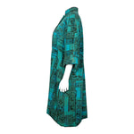 Maya de Mexico Mid Century Teal Printed Resort Duster,  side