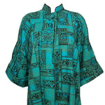 Maya de Mexico Mid Century Teal Printed Resort Duster, top