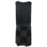 1920's Art Deco Geometric Beaded Black Silk Satin Evening Dress, back