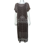 1920's Brown Cotton Gauze Dress with White Art Deco Beading, 2