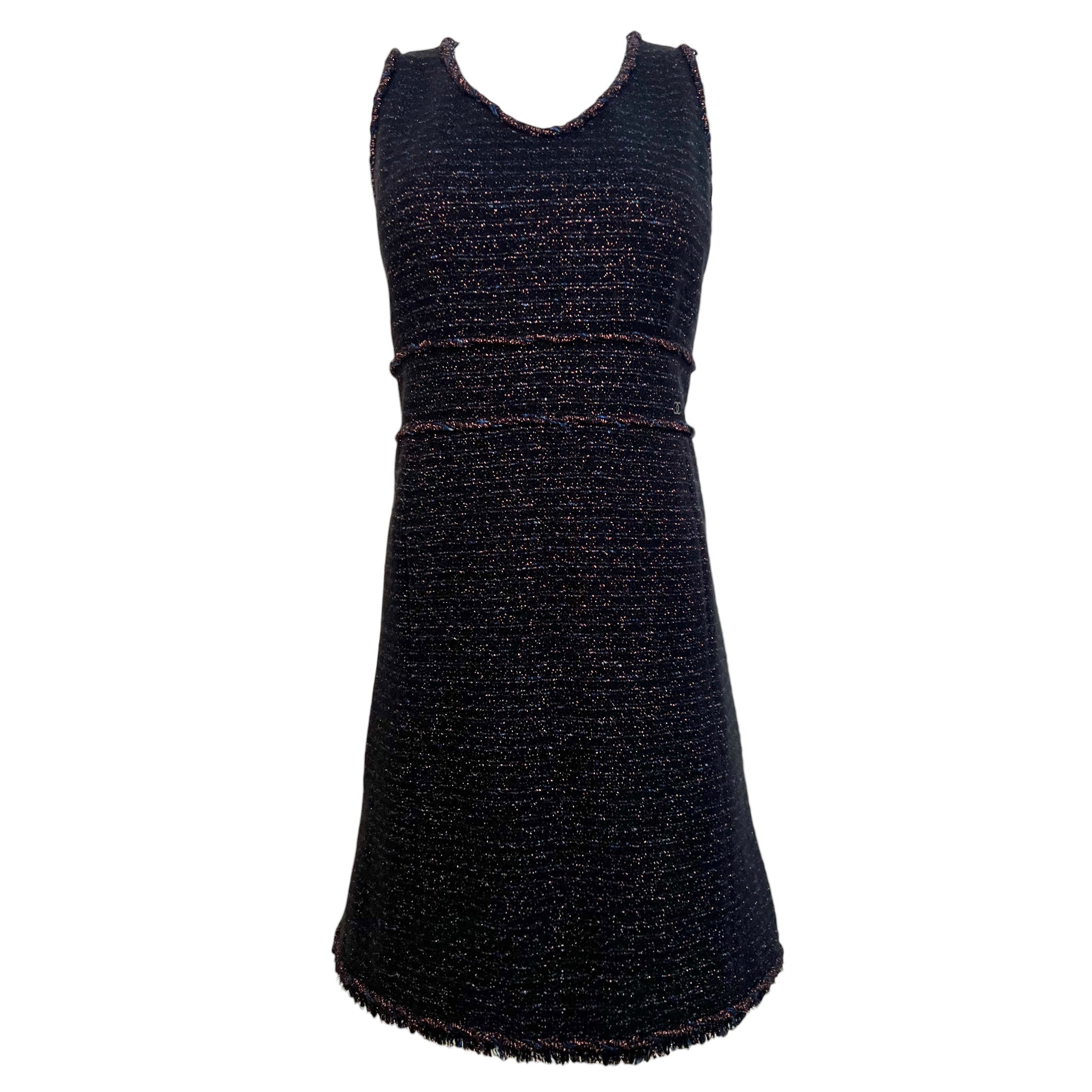 Chanel A/W 2007  Black Metallic Lurex Bouclé Tweed Mini Dress