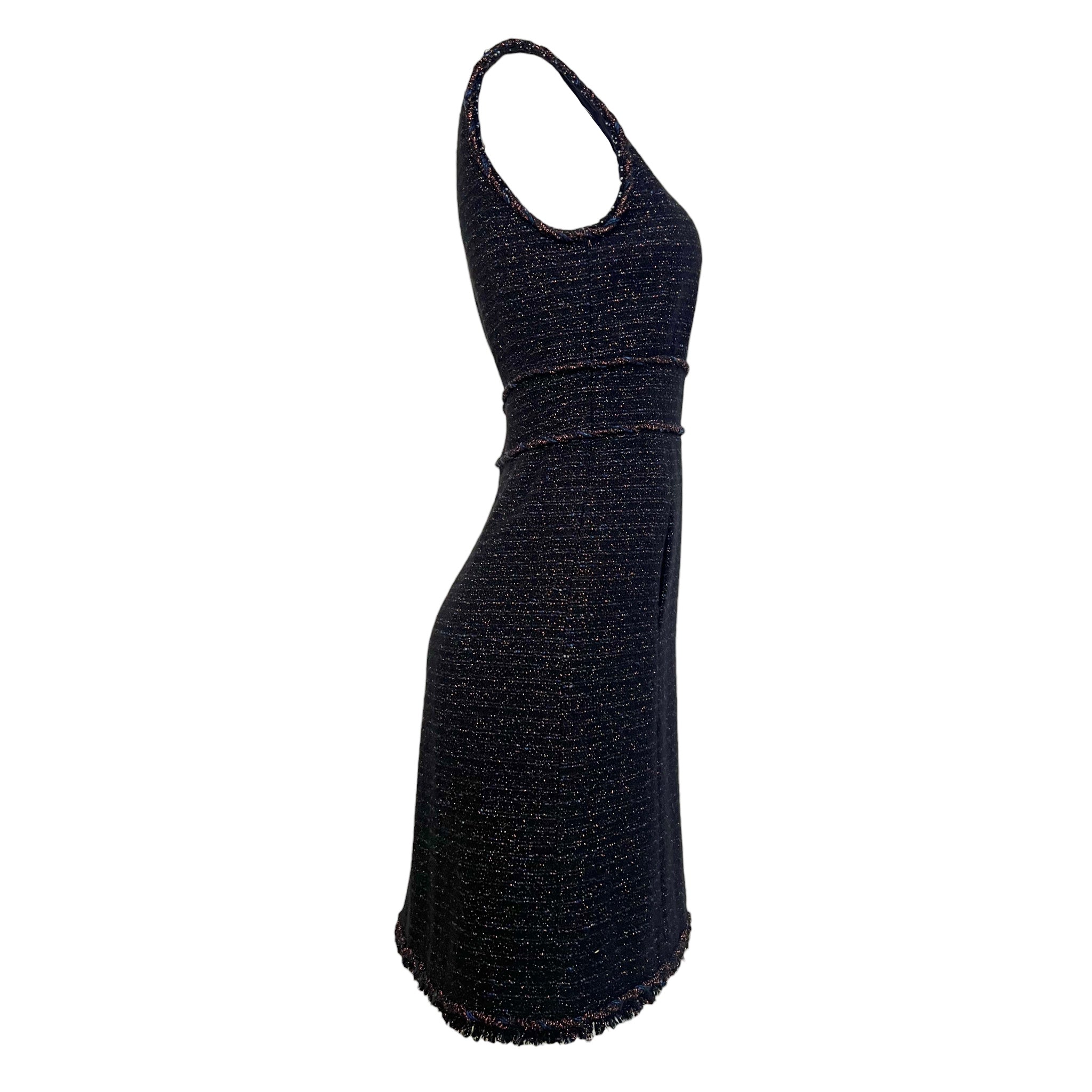 Chanel A/W 2007  Black Metallic Lurex Bouclé Tweed Mini Dress, side