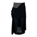 Yohji Yamamoto NOIR Black Silk Chiffon and Grey Tweed Layered Skirt