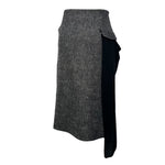 Yohji Yamamoto NOIR Black Silk Chiffon and Grey Tweed Layered Skirt, slight side
