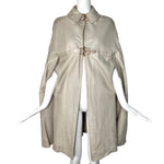 Bonnie Cashin for Sills Late Late 1960's Taupe Beige Leather Cape with Brass Hardware, arms through