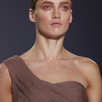 Chloé S/S 2011 Mocha Pleated Georgette One Shoulder Goddess Gown, runway bodice image