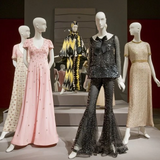 Scaasi’s designs for Streisand displayed at MFA Boston in 2011. Image via Museum of Fine Arts Boston.
