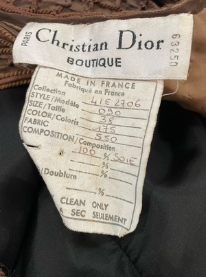 Christian Dior 70s Chocolate Brown Halter Neck Gown with Petticoats, label