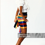 Moschino Couture! Rare Spring 1993 Rainbow Stripe Satin Ribbon Skirt, ad