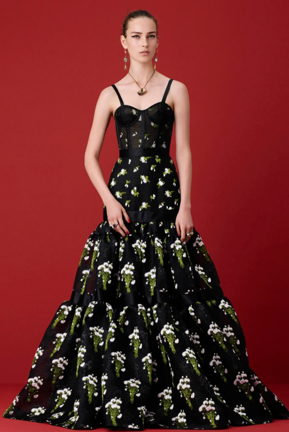 Alexander McQueen 2016 Resort Floral Reverse-Print Bustier Dress PRESS PHOTO 7 OF 7