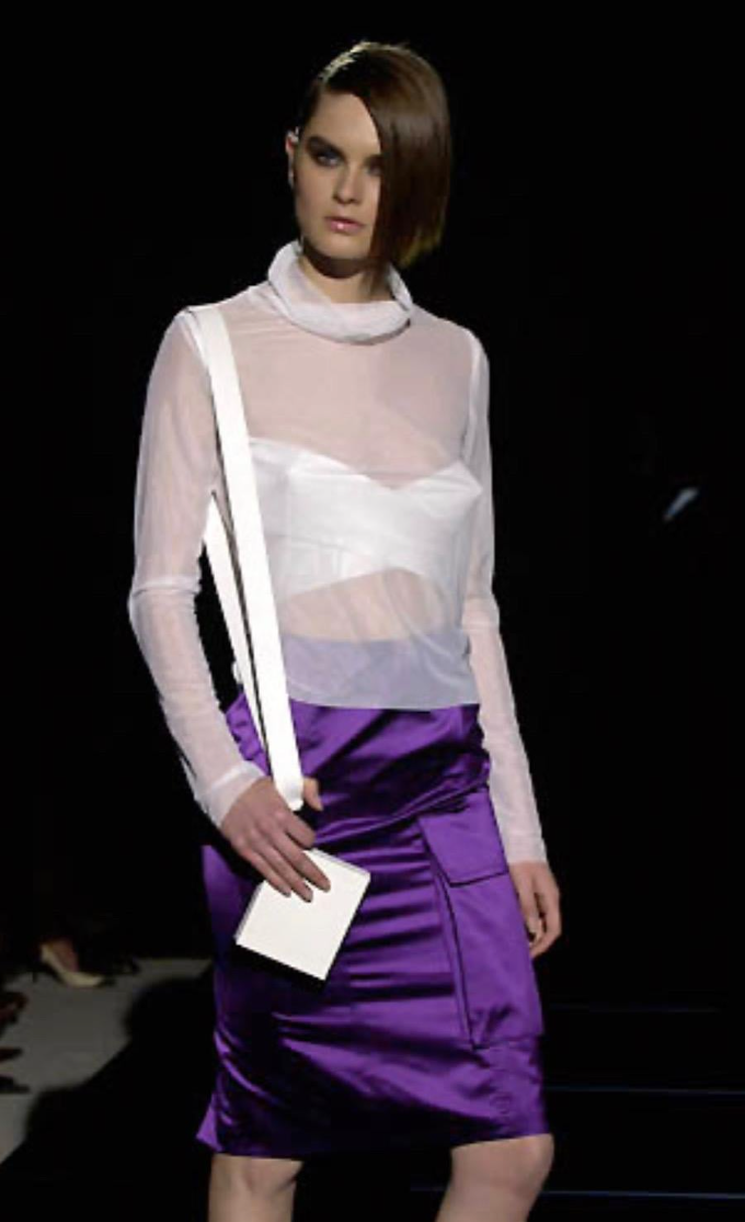 Gucci by Tom Ford S/S 2001 Runway Purple Satin Cargo Skirt Gucci by Tom Ford S/S 2001 Runway Purple Satin Cargo Skirt